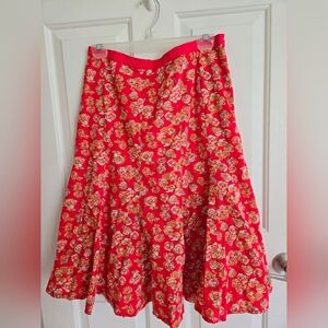 Old Navy Red and Yellow Floral A-Line Skirt